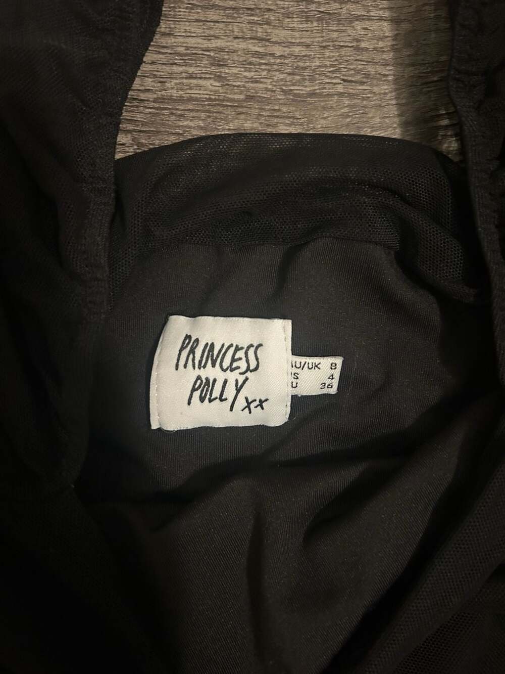 Princess Polly Black Ruched Mesh Mini Dress Size US 4 - Picture 2 of 3
